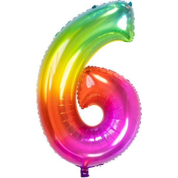 Ballongruß: Riesenzahl 6 Bunt - 75 cm