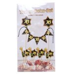 Cake Topper Tortendeko 70 - Schwarz Gold - 9 tlg.