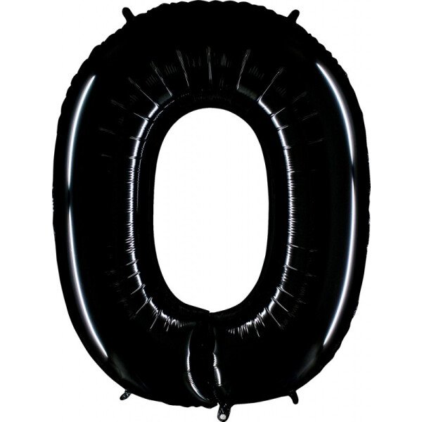 Folienballon Zahl 0 - Schwarz - 100 cm