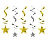 Swirl-Deko Sterne - Silber Gold - 5 St.