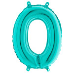 Ballongruß: Riesenzahl 0 - Türkis - 75 cm