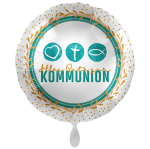 Folienballon Alles Gute zur Kommunion - Türkis Gold - 45 cm