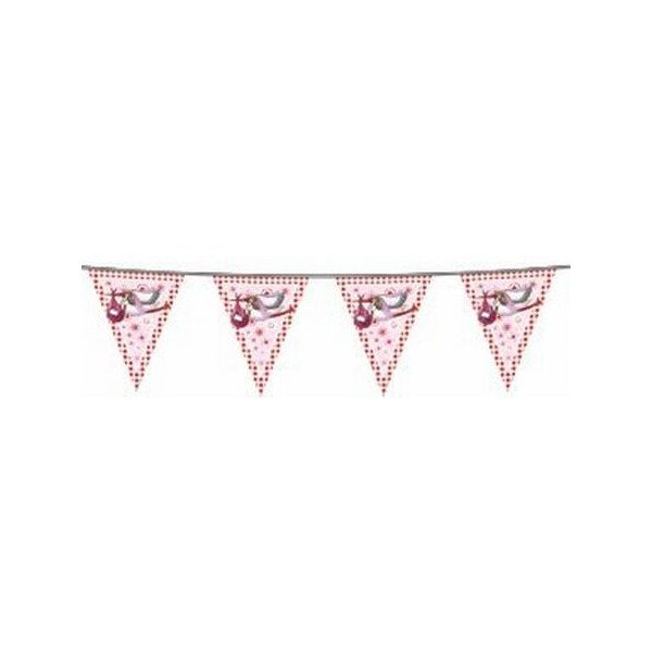 Wimpelkette Storch - Rosa - 10 Meter