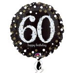 Folienballon 60 - Schwarz Silber Gold - 45 cm