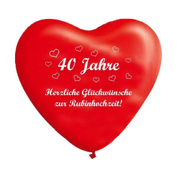 10 rote Herzballons Rubinhochzeit - 28 cm - Latex
