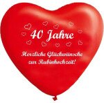 10 rote Herzballons Rubinhochzeit - 28 cm - Latex
