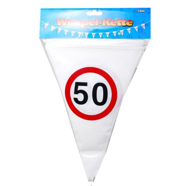 Wimpelkette 50 - Verkehrsschilder - 10 Meter