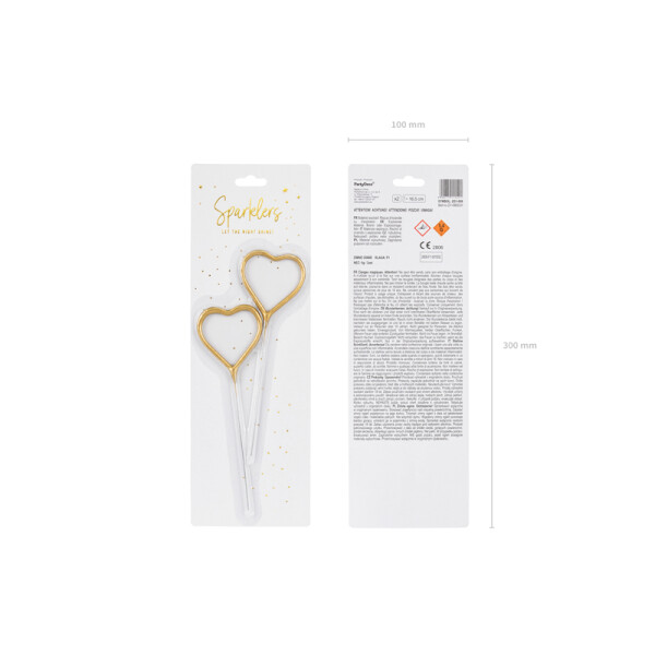 Wunderkerze Herz - Gold - 16,5 cm -  2 St.