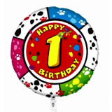 Folienballon Happy Birthday 1 - Animaloons - 50 cm