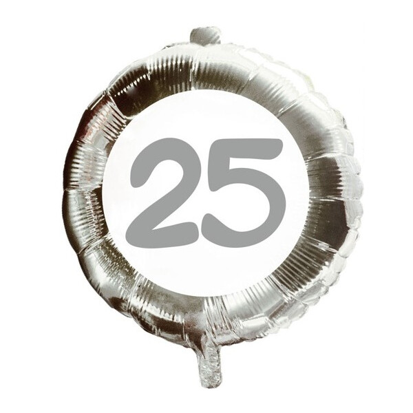 Ballongruß: 25 - Silber - 35 cm