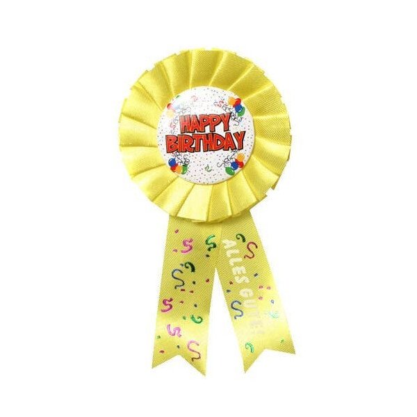 Rosette Happy Birthday - Bunt - 14 cm