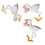 Dekostörche mit Baby - Rosa - 4 cm - 6 St.
