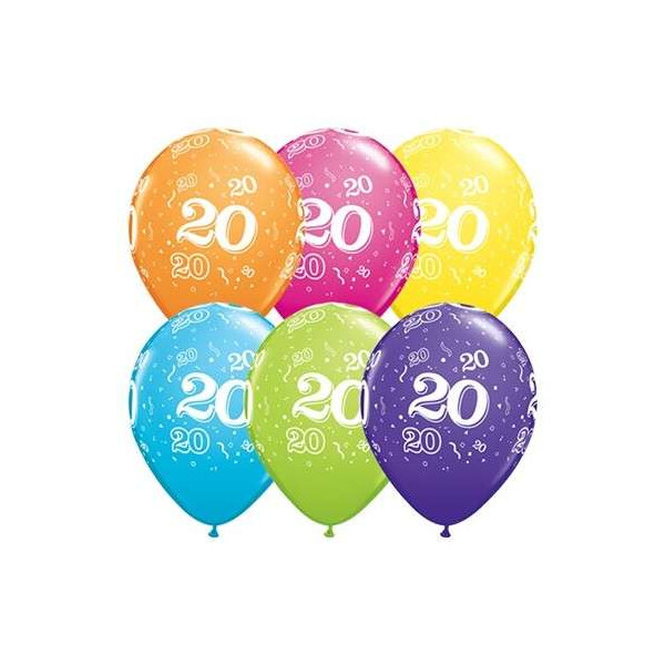 6 Zahlenballons 20 - Tropical - 30 cm