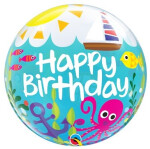 Ballongruß: Bubble Happy Birthday - Maritim - 56 cm
