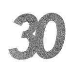 Konfetti 30 - Silber Glitter - 6 cm - 6 St.