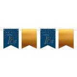 Girlande Happy 18th - blau gold - 6 Meter