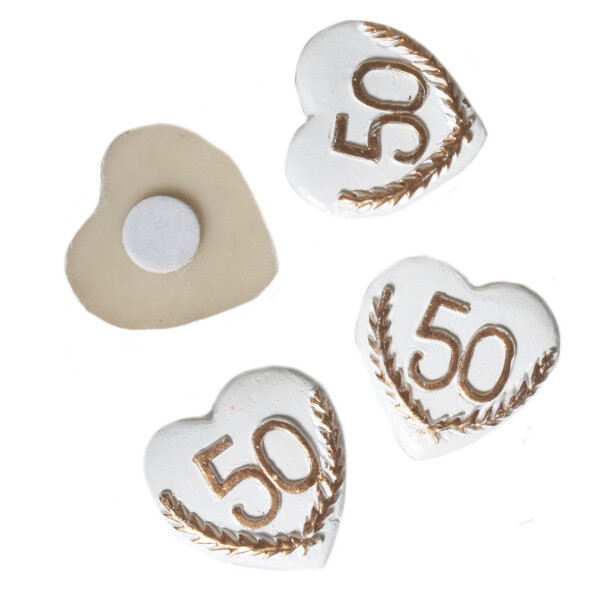 Deko Herzen 50 - Weiß Gold - 3 cm - 8 St.