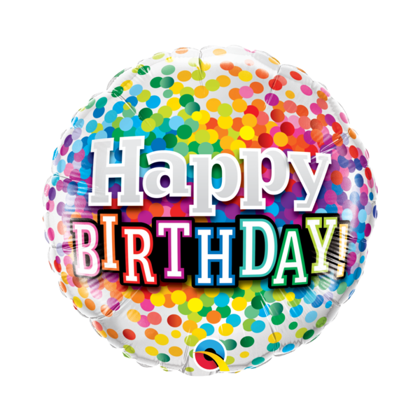Folienballon Happy Birthday - Konfetti Bunt - 45 cm