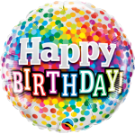 Folienballon Happy Birthday - Konfetti Bunt - 45 cm