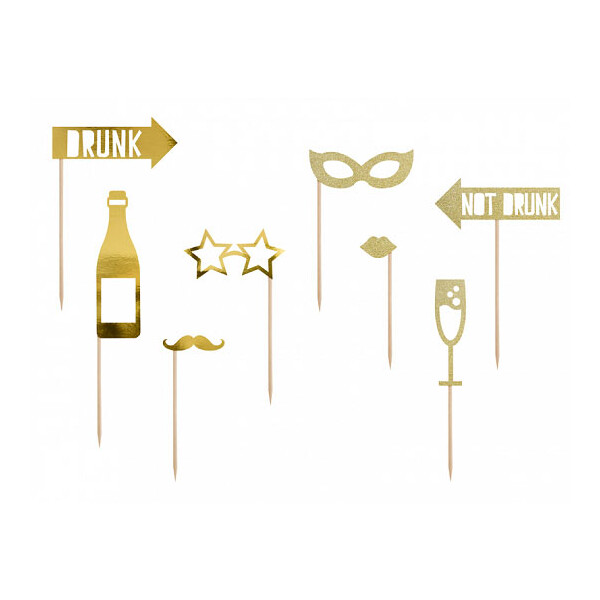 Partyprops Fotorequisiten Celebrate - Gold - 21-42 cm - 8 tlg.