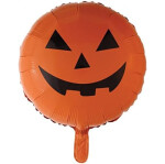 Ballongruß: Kürbis mit Gesicht - Orange - 35 cm