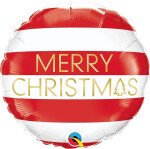 Folienballon Merry Christmas - Streifen - 45 cm