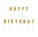Schriftzug Kerzen Happy Birthday - Gold Glitter - 6 cm