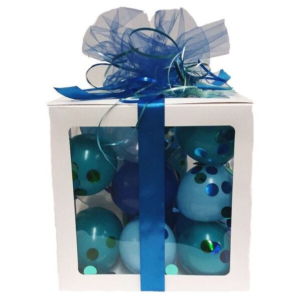 DIY Ballonbox - Blau Hellblau Türkis - 30 x 30 cm - Selbstmachset