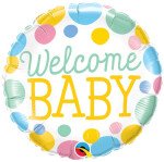 Folienballon Welcome Baby - Polka Dots - 45 cm