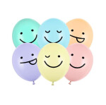 6 Ballons Happy Face - Pastell - 30 cm