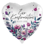 Folienherz Zur Konfirmation alles Liebe - Blumen - 43 cm