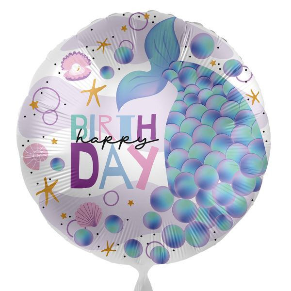 Ballongruß: Happy Birthday - Magische Meerjungfrau - 35 cm