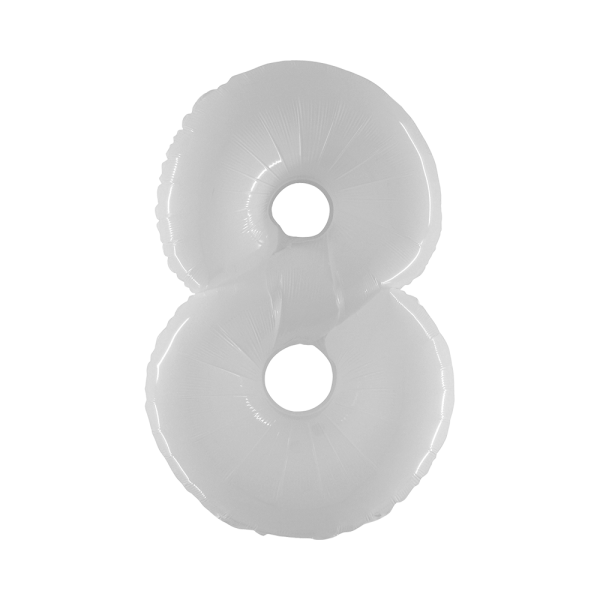 Folienballon Zahl 8 - Weiß - 100 cm