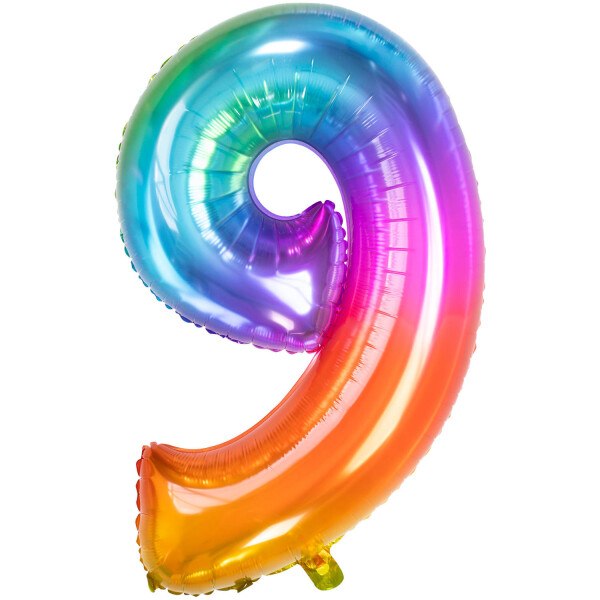 Ballongruß: Riesenzahl 9 - Bunt - 75 cm