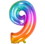 Ballongruß: Riesenzahl 9 - Bunt - 75 cm