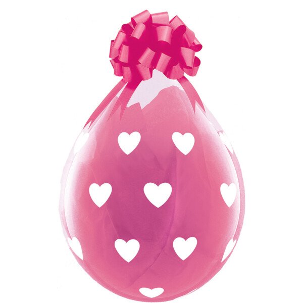 Weiße Große Herzen Verpackungsballon -  transparent - Qualatex - 45 cm
