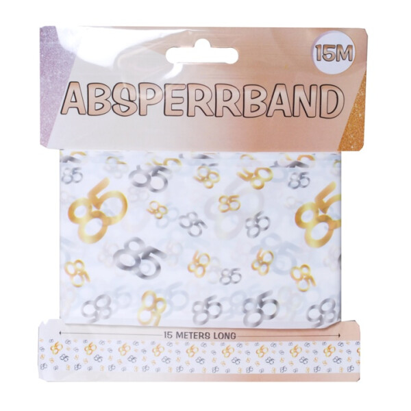 Absperrband 85 - Weiß Silber - Gold - 15 Meter