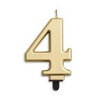 Zahlenkerze 4 - Gold - 7,5 cm