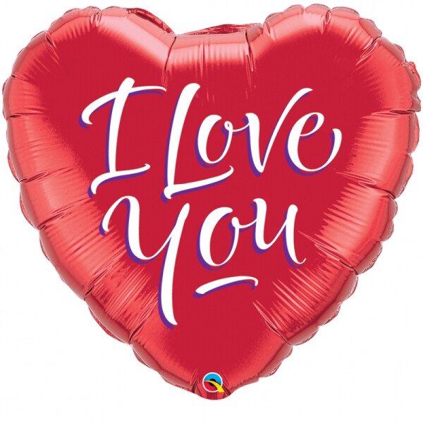 Ballongruß: Herz I love you - Script - 35 cm