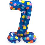 Stand Up Folienballon Zahl 7 - Bunte Punkte - 72 cm