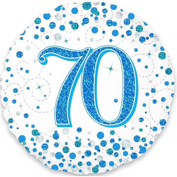 Folienballon 70 Konfetti - Blau Holografie -  45 cm