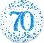 Folienballon 70 Konfetti - Blau Holografie -  45 cm