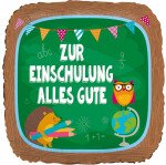 Folienballon Einschulung -  Igel Eule Globus - 45 cm