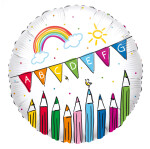 Ballongruß: Einschulung ABC - Weiß Bunt - 35 cm