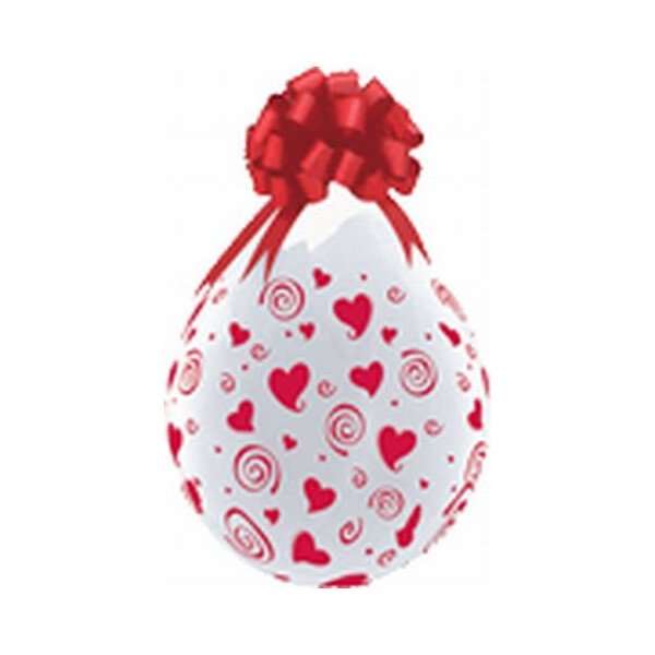 Rote Herzen Verpackungsballon -  transparent - Qualatex - 45 cm