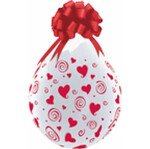 Rote Herzen Verpackungsballon -  transparent - Qualatex - 45 cm