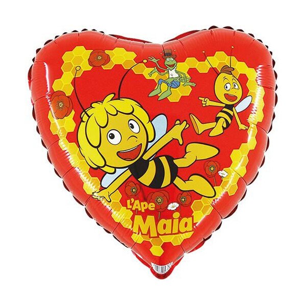 Ballongruß: Herz Biene Maja - Rot - 35 cm