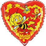 Ballongruß: Herz Biene Maja - Rot - 35 cm
