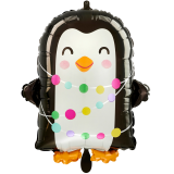Folienballon Pinguin - bunte Lichterkette - 45 cm