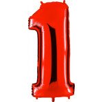Folienballon Zahl 1 - Rot - 66 cm